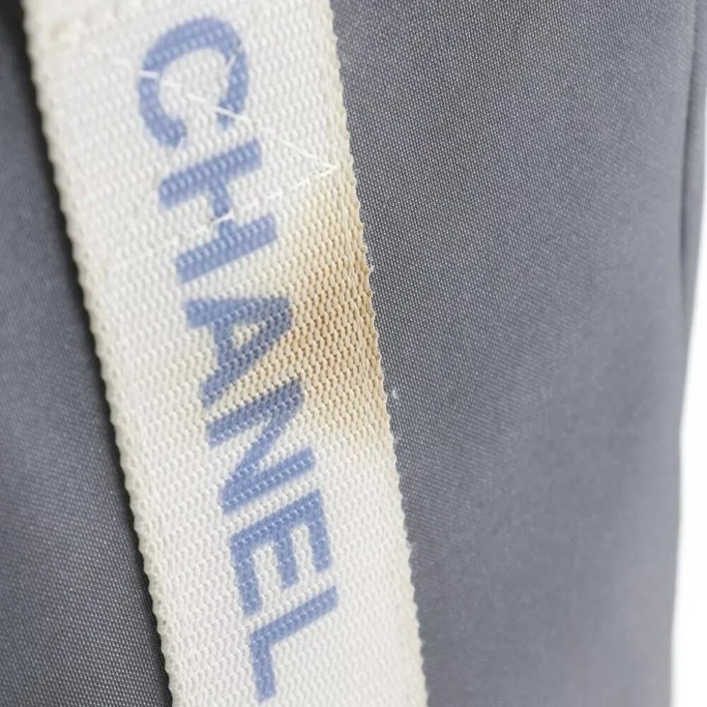 CHANEL logo Tote Bag Sports line gray Nylon Women